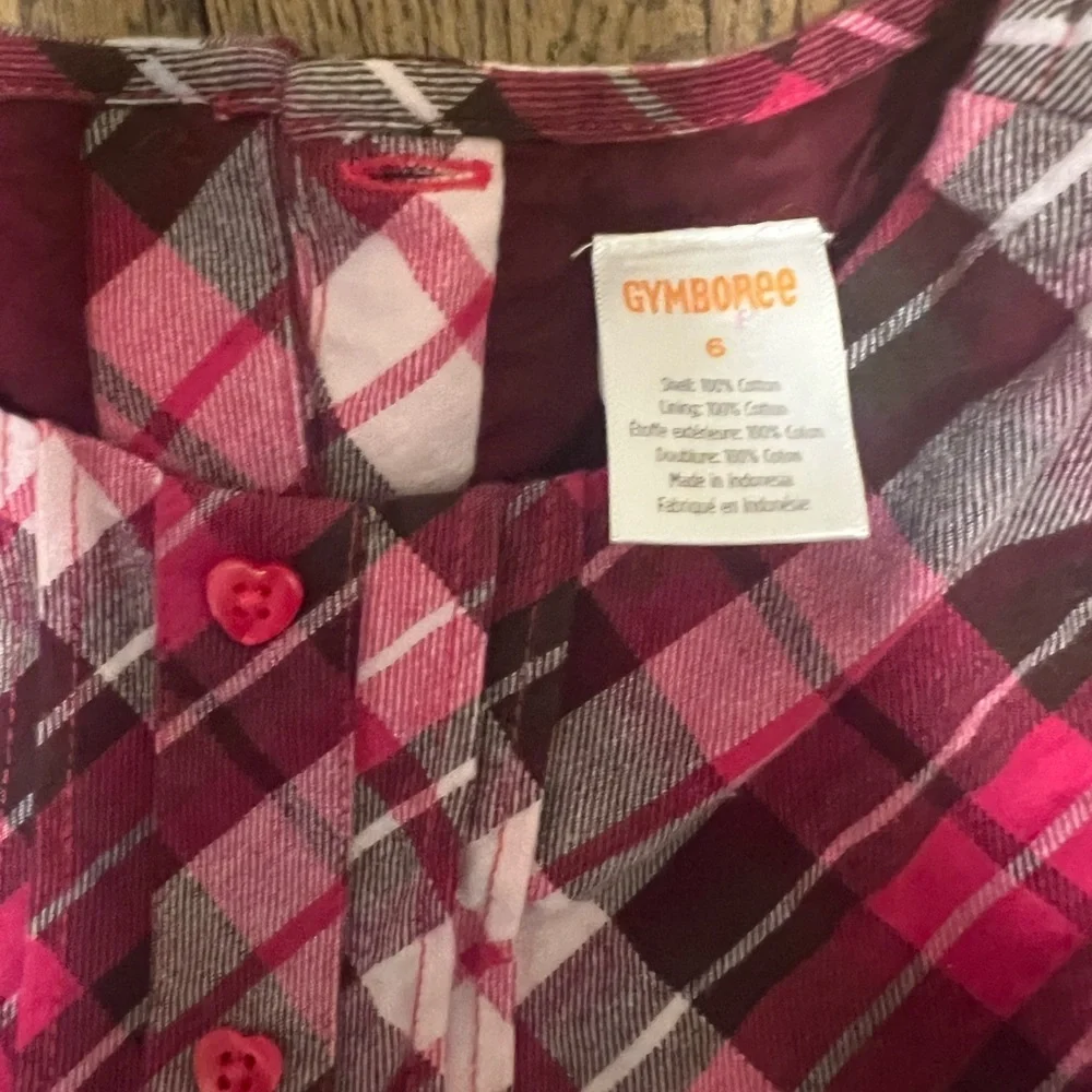 Gymboree Pink and Burgundy Plaid Button-Front Dress